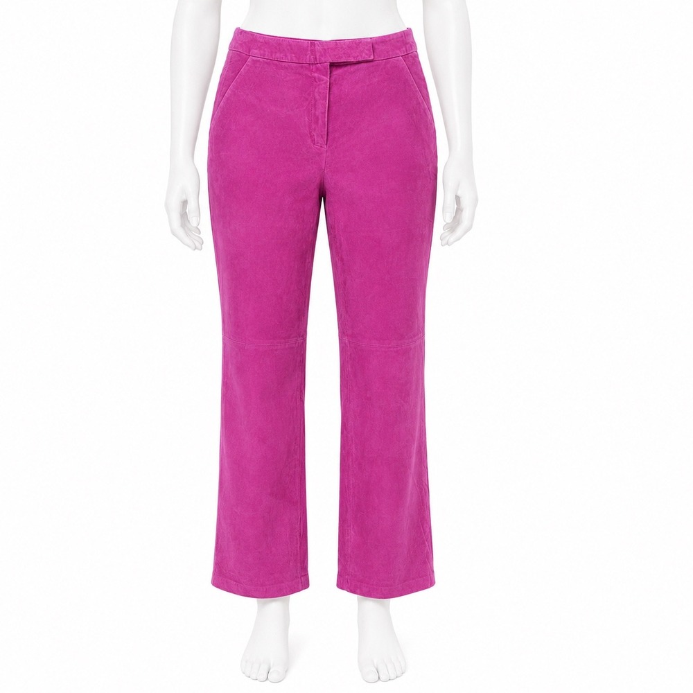 Chadwicks Pink Suede Leather Pants Women 16 Straight Leg High Rise Lined Y2K